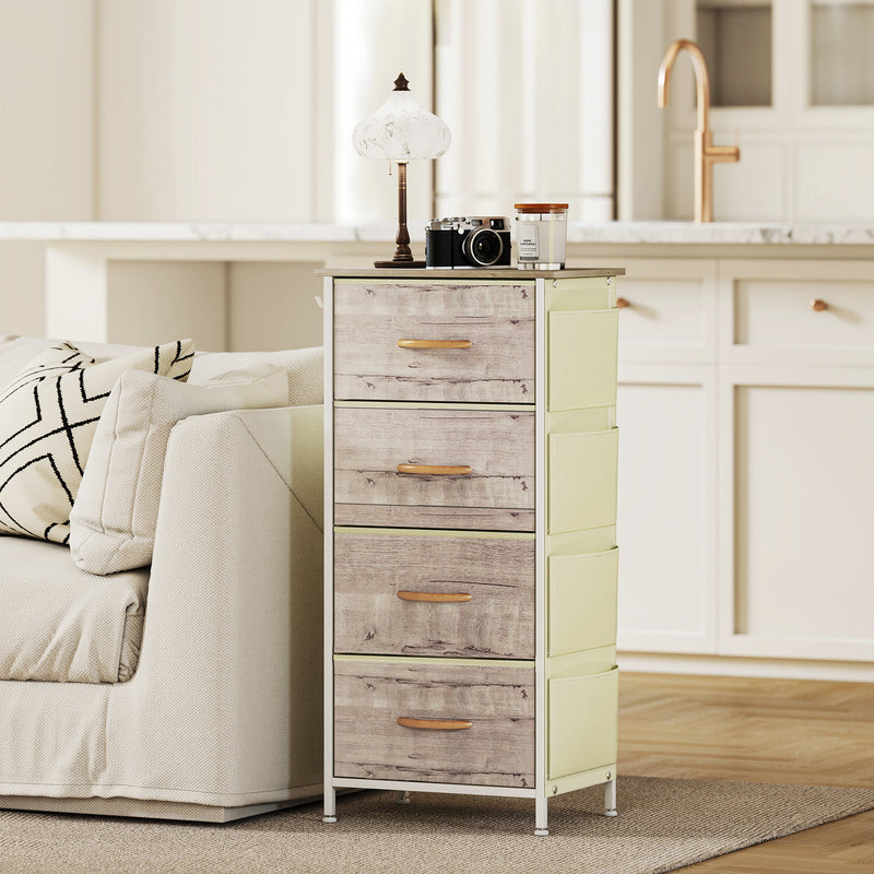 HOMCOM Fabric Chest of Drawers, 4 Drawer Dresser for Bedroom