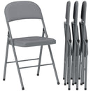 HOMCOM Folding Chairs Set of 4, Foldable Chairs with Cushions, Light Grey