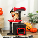 PawHut Gothic Cat Tree With Scratching Posts, Black, Halloween