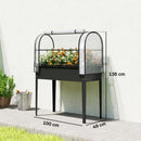 Outsunny Metal Raised Planter with Flip-Up Greenhouse, Drainage Hole, Black