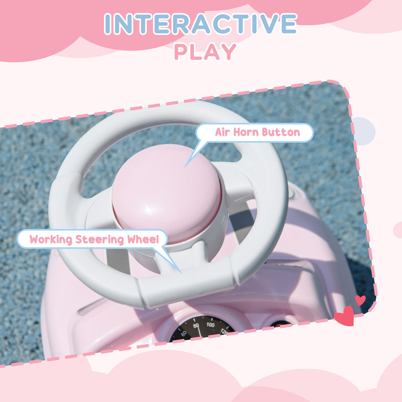 AIYAPLAY Ride On Car Foot To Floor Sliding Car W/ Air Horn - Pink
