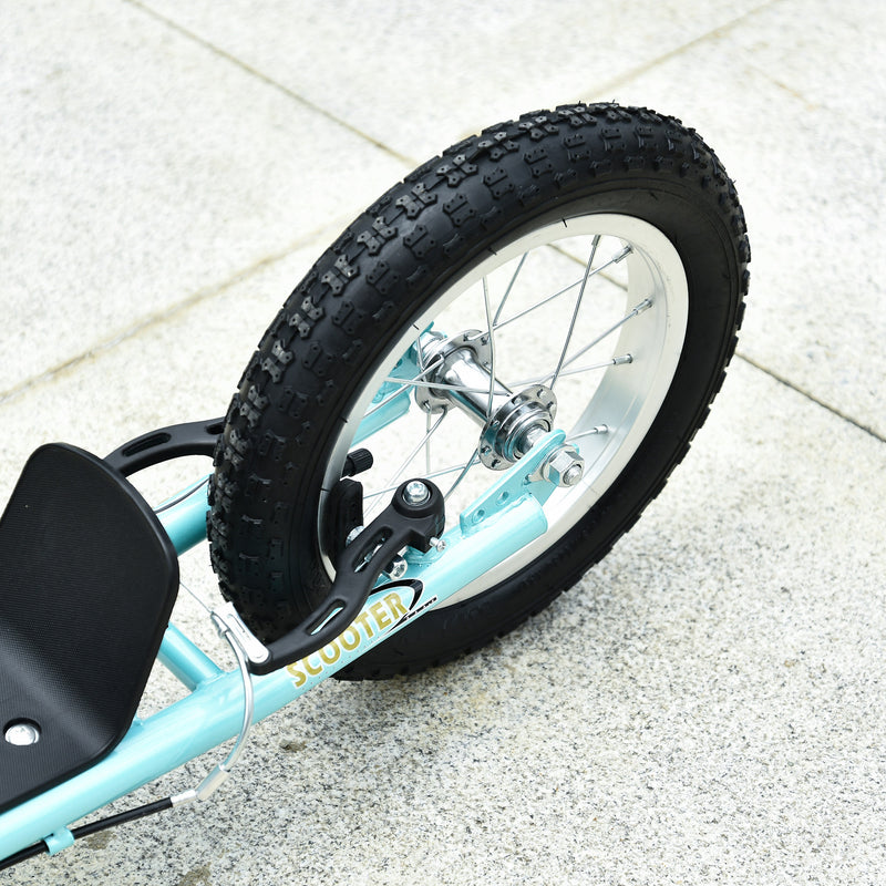 HOMCOM Kids Stunt Scooter With 12 Inch Rubber Wheels Adjustable Handlebar Blue
