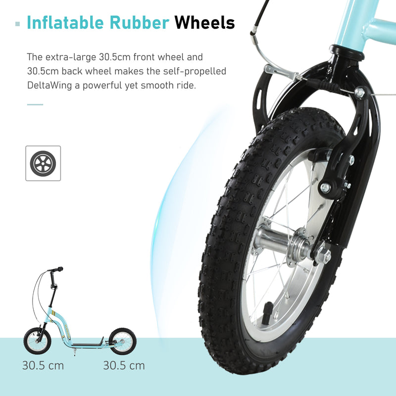 HOMCOM Kids Stunt Scooter With 12 Inch Rubber Wheels Adjustable Handlebar Blue