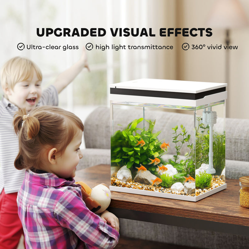 betta fish accessories uk PawHut 14L Small Fish Tank With Filter System, LED Lights, Water Pump,