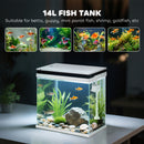 PawHut 14L Small Fish Tank With Filter System, LED Lights, Water Pump, White