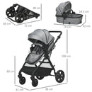 HOMCOM 2 in 1 Lightweight Pushchair -  Grey