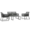 Outsunny 4 Pieces Rattan Garden Furniture Set for 4 Person, Charcoal Grey