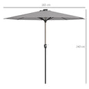 Outsunny Solar Patio Garden Parasol With Lights For Outdoor Grey