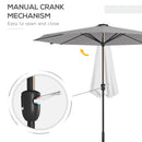 Outsunny Solar Patio Garden Parasol With Lights For Outdoor Grey