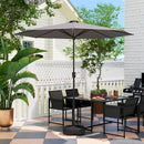 Outsunny Solar Patio Garden Parasol With Lights For Outdoor Grey
