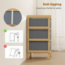 HOMCOM Chest of Drawers, 3 Drawers Dresser with Bamboo Frame, Light Grey