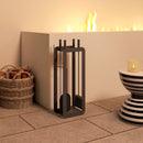 Outsunny 5 PCS Fireplace Companion Set, Metal Fireplace Accessories, Black