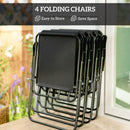 Outsunny 6 Pieces Garden Furniture Set with Parasol, Folding Chairs, Black