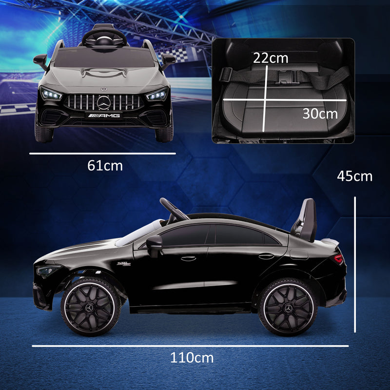 AIYAPLAY Mercedes-AMG CLA 45 Licensed 12V Ride On Car W/ Music - Black/Blue/White/Yellow
