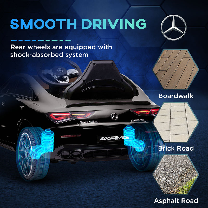 AIYAPLAY Mercedes-AMG CLA 45 Licensed 12V Ride On Car W/ Music - Black/Blue/White/Yellow