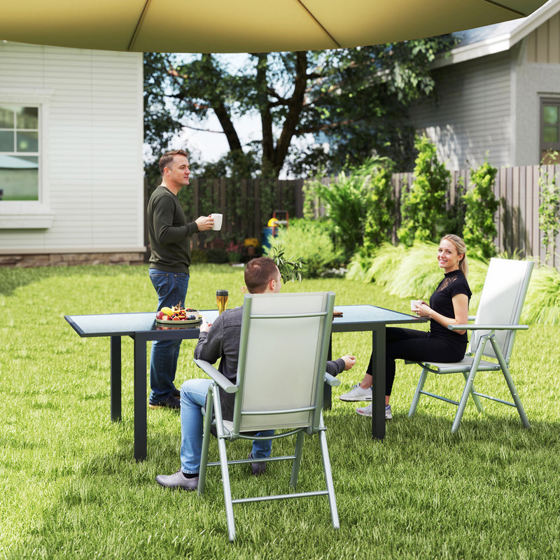 Outsunny 2PCS Folding Chair w/ Breathable Mesh Back and Seat, Light Grey