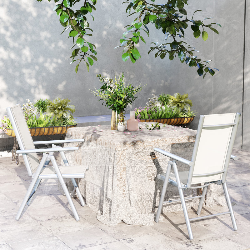 Outsunny 2PCS Folding Chair w/ Breathable Mesh Back and Seat, Light Grey