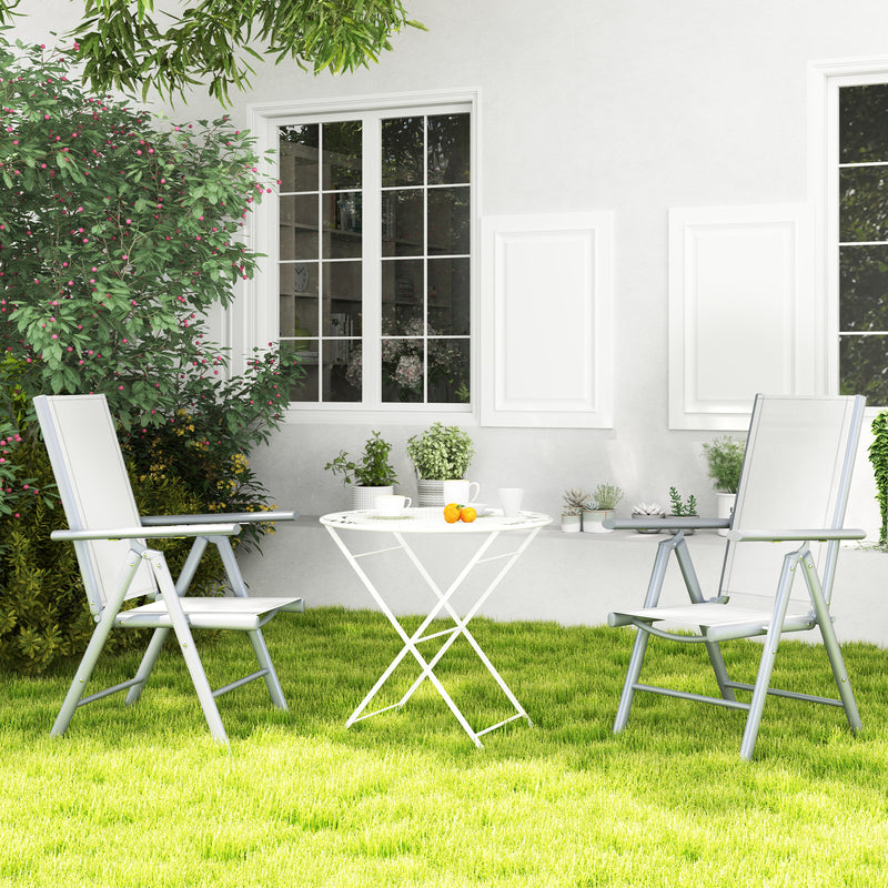 Outsunny 2PCS Folding Chair w/ Breathable Mesh Back and Seat, Light Grey