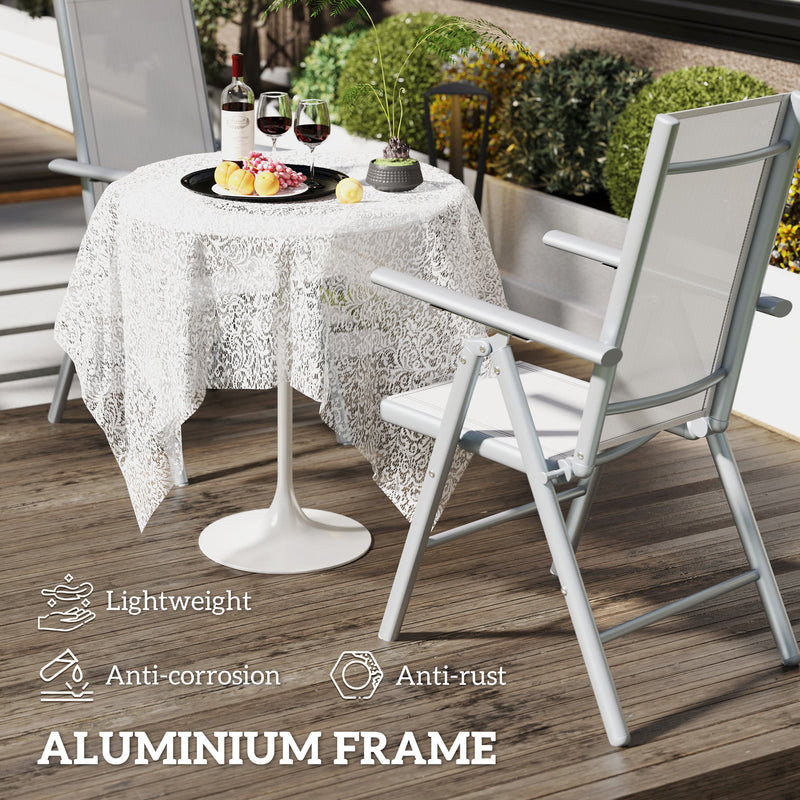 Outsunny 2PCS Folding Chair w/ Breathable Mesh Back and Seat, Light Grey