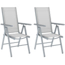 Outsunny 2PCS Folding Chair w/ Breathable Mesh Back and Seat, Light Grey