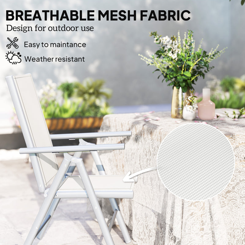Outsunny 2PCS Folding Chair w/ Breathable Mesh Back and Seat, Light Grey