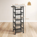 HOMCOM 5-Tier Kitchen Island on Wheels with 5 Pull-Out Baskets, Light Grey