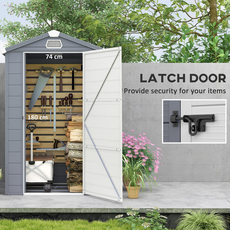 Outsunny 4 X 3ft Garden Shed Storage W/ Foundation Kit, Vents, Grey