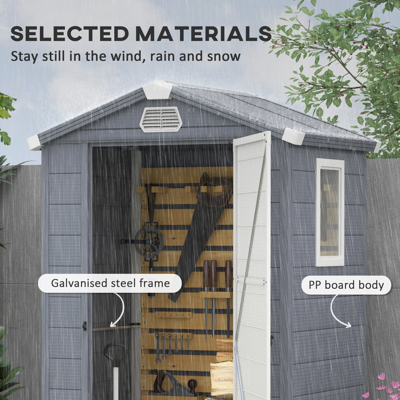 Outsunny 4 X 3ft Garden Shed Storage W/ Foundation Kit, Vents, Grey