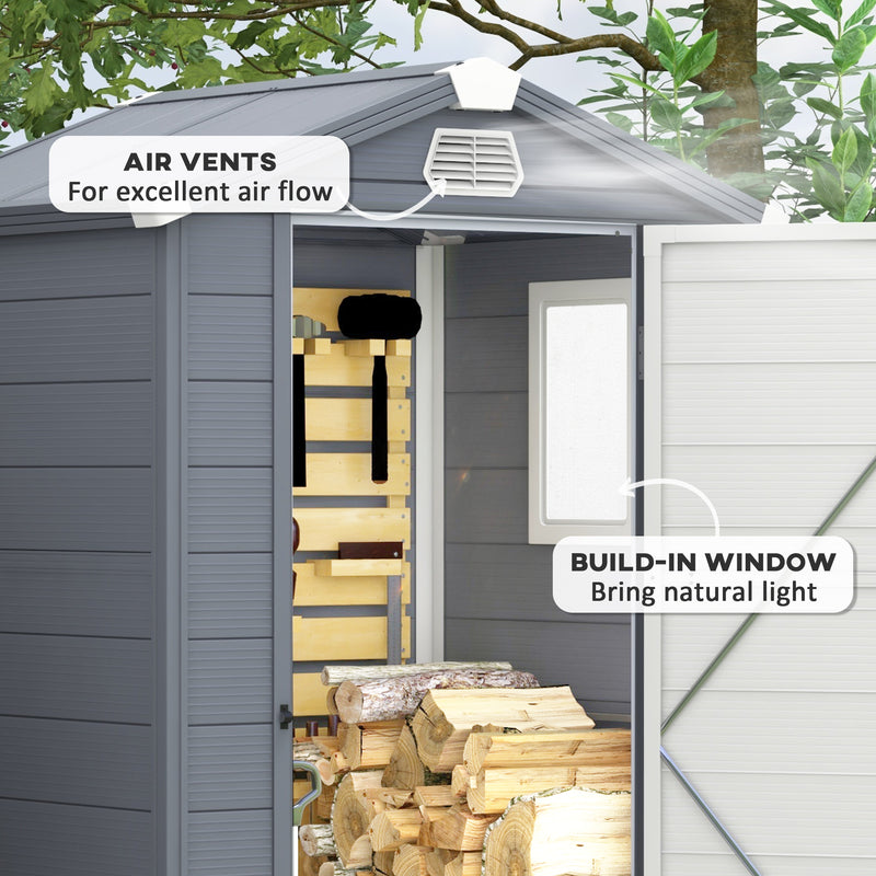 Outsunny 4 X 3ft Garden Shed Storage W/ Foundation Kit, Vents, Grey