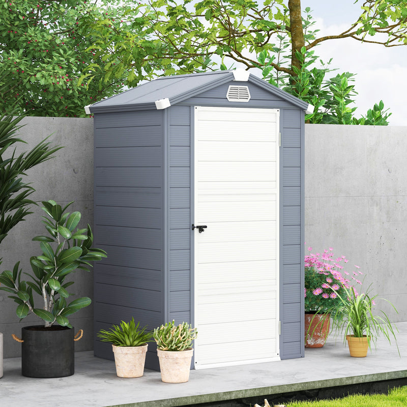 Outsunny 4 X 3ft Garden Shed Storage W/ Foundation Kit, Vents, Grey