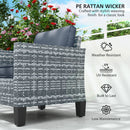 Outsunny Single Rattan Chair, Garden Armchair with Cushions