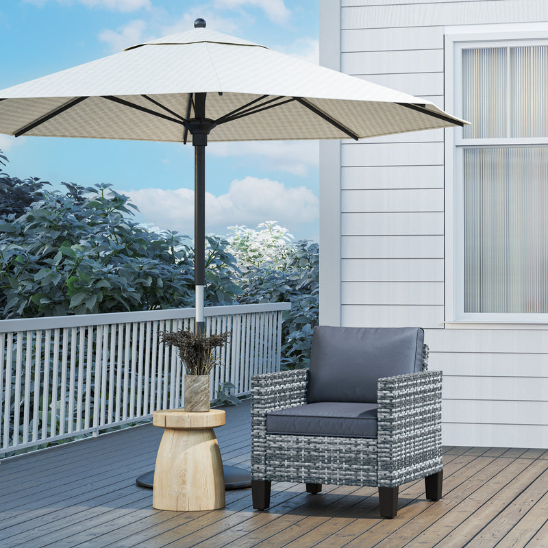 Outsunny Single Rattan Chair, Garden Armchair with Cushions