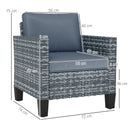 Outsunny Single Rattan Chair, Garden Armchair with Cushions