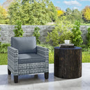 Outsunny Single Rattan Chair, Garden Armchair with Cushions