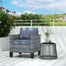 Outsunny Single Rattan Chair, Garden Armchair with Cushions