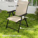 Outsunny 2PCS Folding Chair w/ Breathable Mesh Fabric Seat, Black and Grey