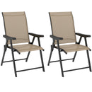 Outsunny 2PCS Folding Chair w/ Breathable Mesh Fabric Seat, Black and Grey