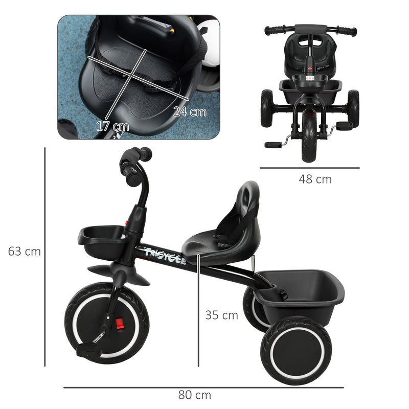 AIYAPLAY Kids Red Trike For 2 To 5 Years With Adjustable Seat, Baskets
