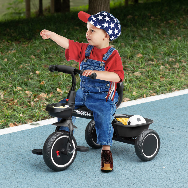 AIYAPLAY Kids Red Trike For 2 To 5 Years With Adjustable Seat, Baskets