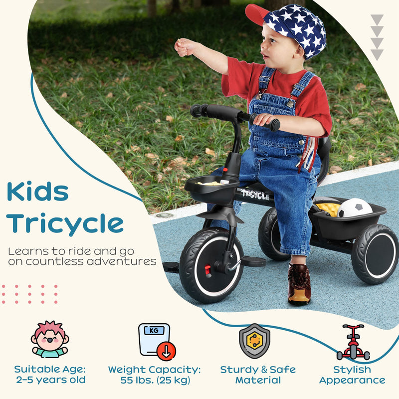 AIYAPLAY Kids Red Trike For 2 To 5 Years With Adjustable Seat, Baskets