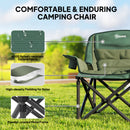 Outsunny Camping Chair For Adults, Padded Folding Chair - Green/Grey
