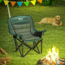 Outsunny Camping Chair For Adults, Padded Folding Chair - Green/Grey