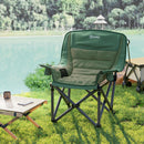 Outsunny Camping Chair For Adults, Padded Folding Chair - Green/Grey