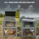 PawHut Large Chicken Coop, Wooden Hen House With Covered Run