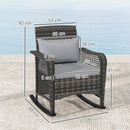 Outsunny Rattan Garden Rocking Chair w/ Seat and Back Cushions