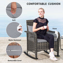Outsunny Rattan Garden Rocking Chair w/ Seat and Back Cushions