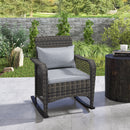 Outsunny Rattan Garden Rocking Chair w/ Seat and Back Cushions