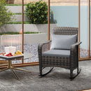 Outsunny Rattan Garden Rocking Chair w/ Seat and Back Cushions