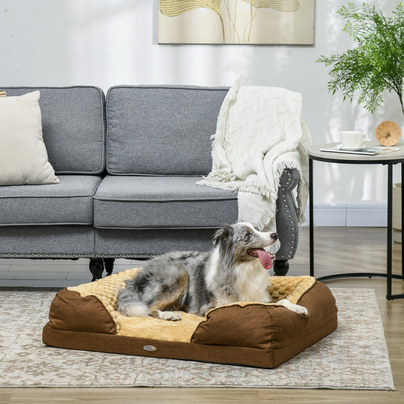 PawHut Dog Bed Calming Pet Bed Dog Mattress For Medium Dogs - Charcoal Grey/Brown