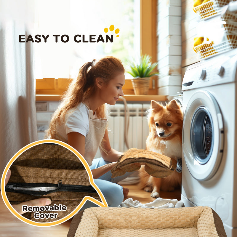 PawHut Dog Bed Calming Pet Bed Dog Mattress For Medium Dogs - Charcoal Grey/Brown